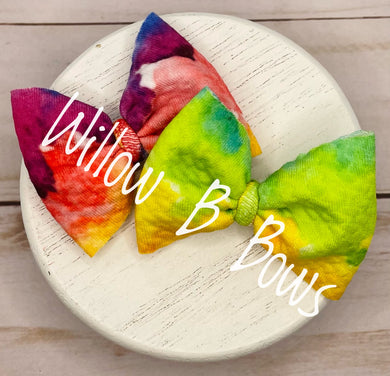 Rainbow Watercolor Micro Bow