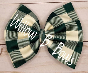 Green & Cream Plaid Puff